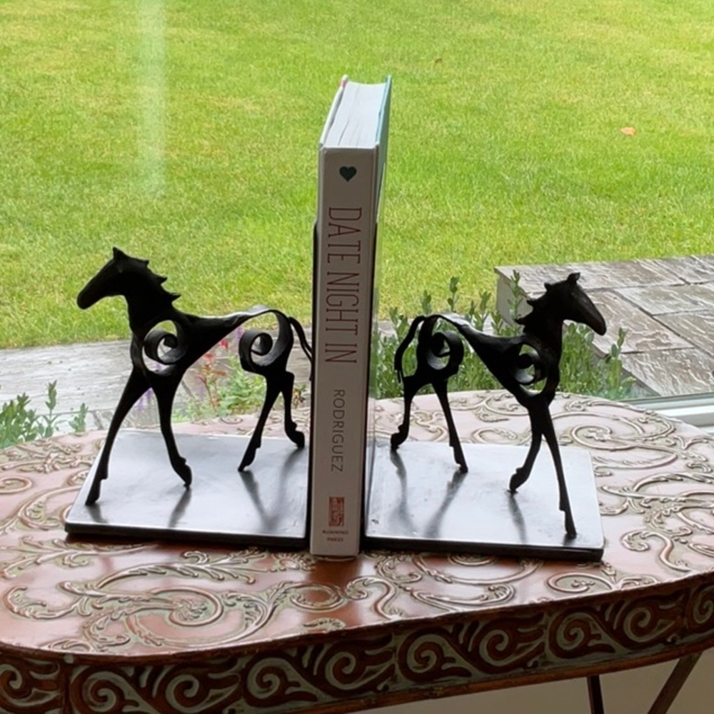 Modernist Figural Horse Wrought Metal Bookends
